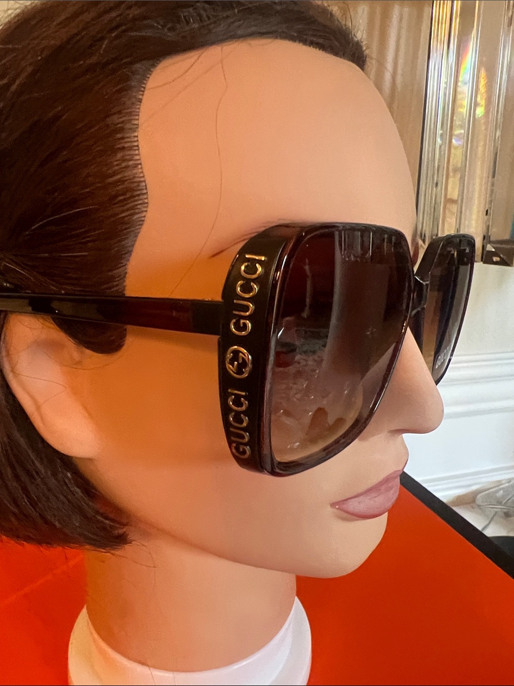 AUTH. Brand New Gucci brown  Women’s  Tortoiseshell Logo Oversized Sunglasses
